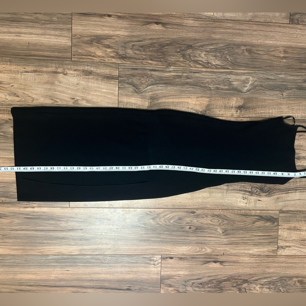 Abercrombie & Fitch Black Ribbed Asymmetrical Strappy Maxi Dress Small Tall - Picture 9 of 12
